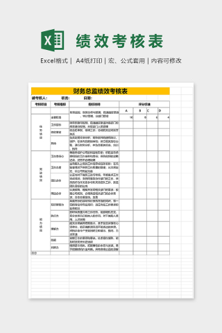 财务总监绩效考核表下载