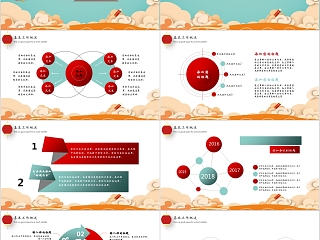 喜庆ppt模板汇报告述职2019猪年工作总结新年计划动态