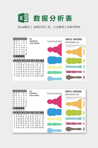 年份数据对照分析图表模版下载