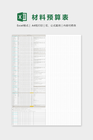 20万装140平米装修材料预算表Excel表格模板