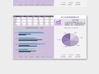 淡雅销售数据总结报告表excel模板