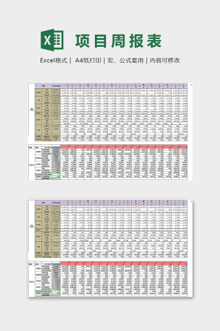 店铺数据项目周报表excel模板下载