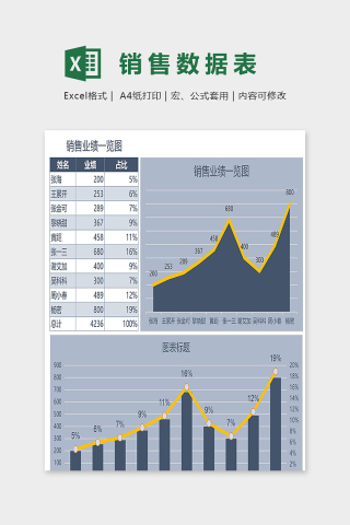 公司人员销售业绩一览图表下载