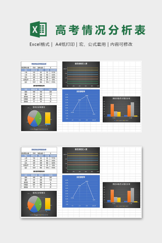 暗黑系列学生高考成绩情况分析表Excel表格模板下载