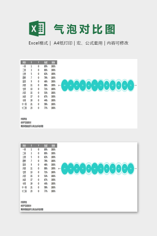 简约精美数据气泡对比图Excel下载