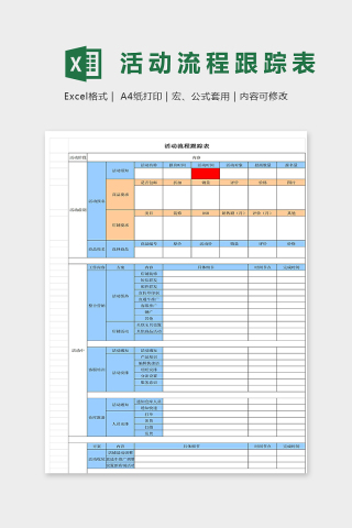 淘宝店铺活动流程跟踪表excel模板下载