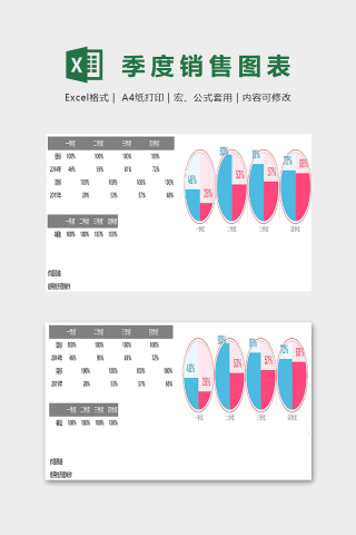 季度销售数量统计分析精美模版下载