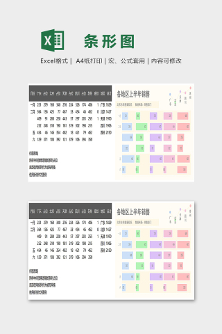 数据可视化图表产品销量多段式条形图excel模板下载