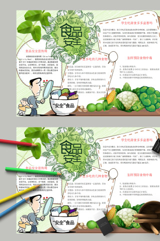 食品安全绿色清新宣传手抄报下载