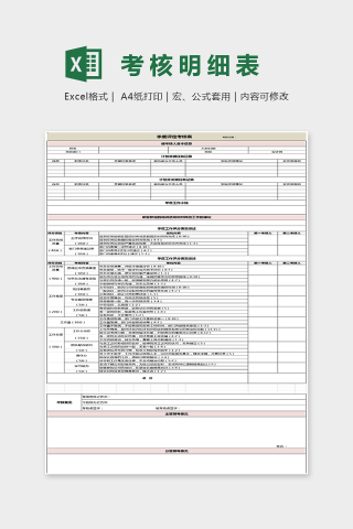 精美详细绩效考核明细表Excel下载