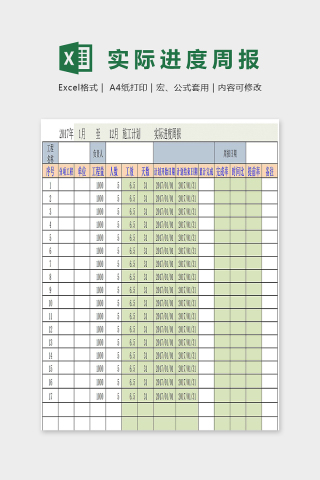 详细公司专业工作进度周报excel模板下载