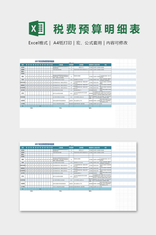 公司税费预算明细表格下载