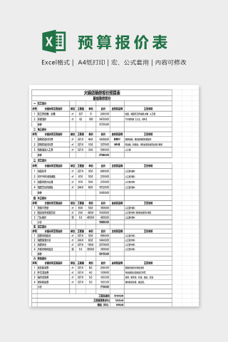 火锅店装修报价预算表excel模板下载