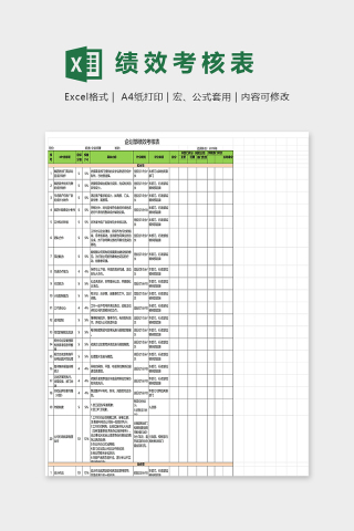 高端大气企划部绩效考核表模版下载