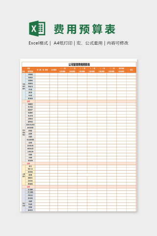 工司管理费用预算表excel模板下载