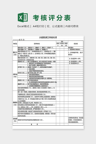 简答大方精美考核评分表Excel下载