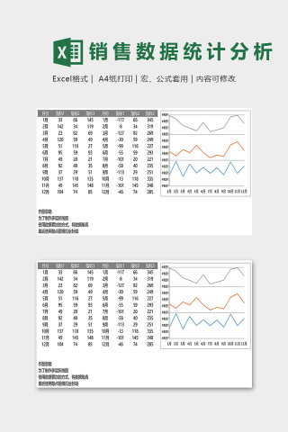 指标数据月份统计分析图表模版下载