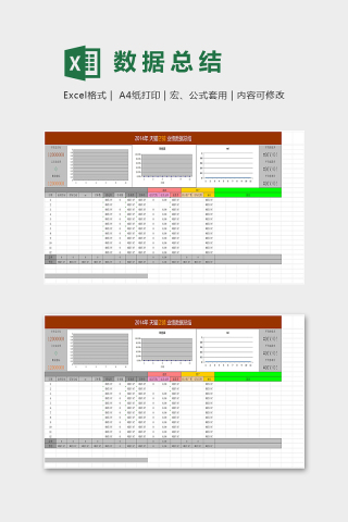 店铺十二个月数据统计集合模板excel模板下载