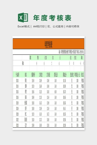 年度考核表统计Excel表下载