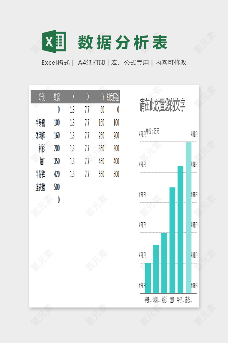 简单大方双坐标轴柱形图Excel