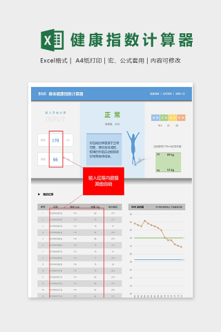 全自动健身指数计算器excel模版下载