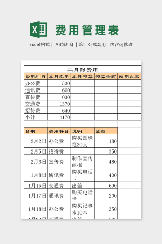 部门费用管理预算表下载