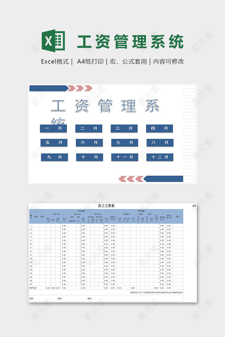 高级公式自动化工资管理系统excel模板