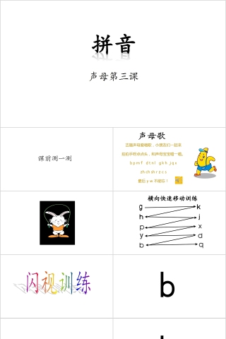 幼小衔接拼音3-声母第三课幼小衔接教学课件PPT模板
