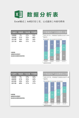 产品型号大类精美模版