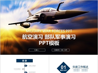 简约大气航空演习 部队军事演习PPT模板