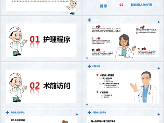  简约清新手术期护理PPT模板  