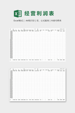 直观简约店铺经营利润一览表excel模板下载