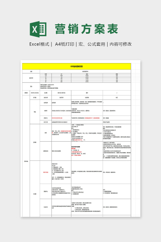 网店活动营销方案最终版excel模板下载