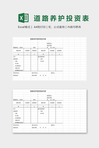 道路养护投资情况年报excel模板下载