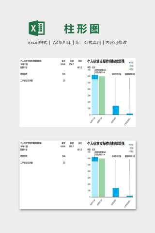 个人信贷重构数据柱形图excel模板下载