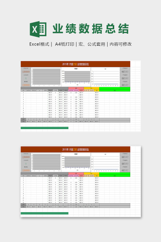 店铺全年业绩数据总表excel模板下载