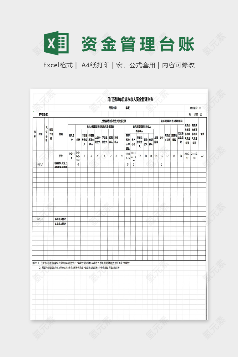 部门预算单位非税收入资金管理台账