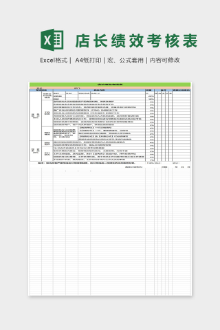 店长绩效考核表Excel表格模板