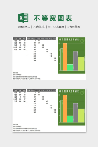 公司销量数据统计不等宽图表excel模板下载