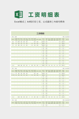 高端详细公司工资明细表模版