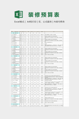 85平米全包装修实用预算模版下载