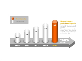 3D立体柱形图模板素材PPT