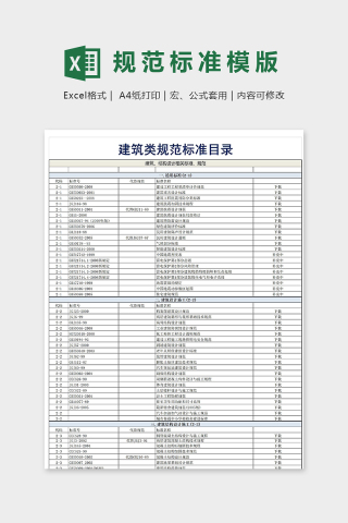 专业工程建筑规范类标准目录下载