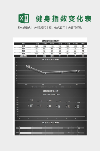 精美健身指标变化分析模版下载