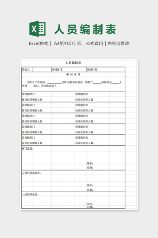 简单大方数据统计人员编制表下载