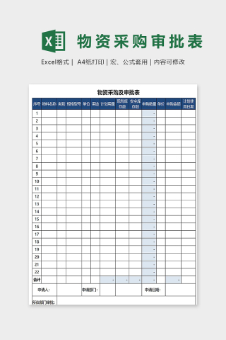 公司物料采购及审批表模版下载