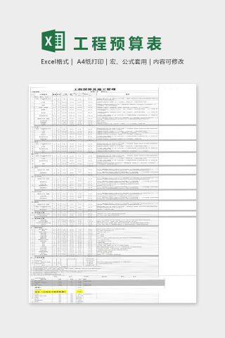 工程预算表模板下载