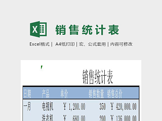 精美双色销售统计表Excel