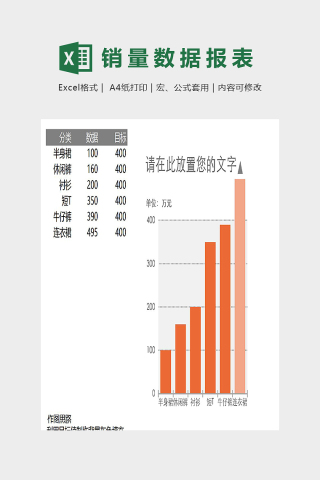 服装分类销量数据统计分析模版下载