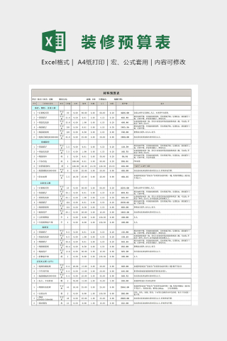 100平米全包预算表详细模版下载